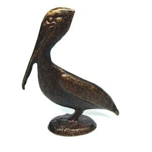 Vintage Scott Nelles Bronze Pelican Sculpture Cast Signed 5" Figurine Statue